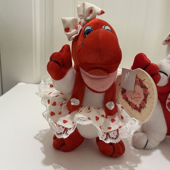 VTG Applause Wallace Berries Dyno Love Dinosaur Plush Valentines Day 8" Lot of 2 - Picture 2 of 16